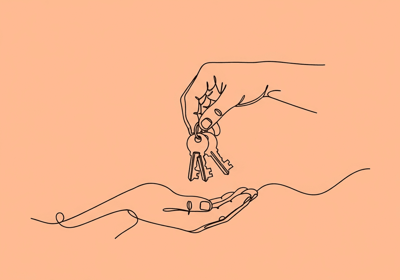 Unlock ABA Supervision Competency Terminology for BCBAs Minimalist line art showing two hands exchanging keys, symbolizing the transfer of ABA supervision competency terminology. This visual emphasizes the importance of passing on essential knowledge in ABA supervision and ethical practice.