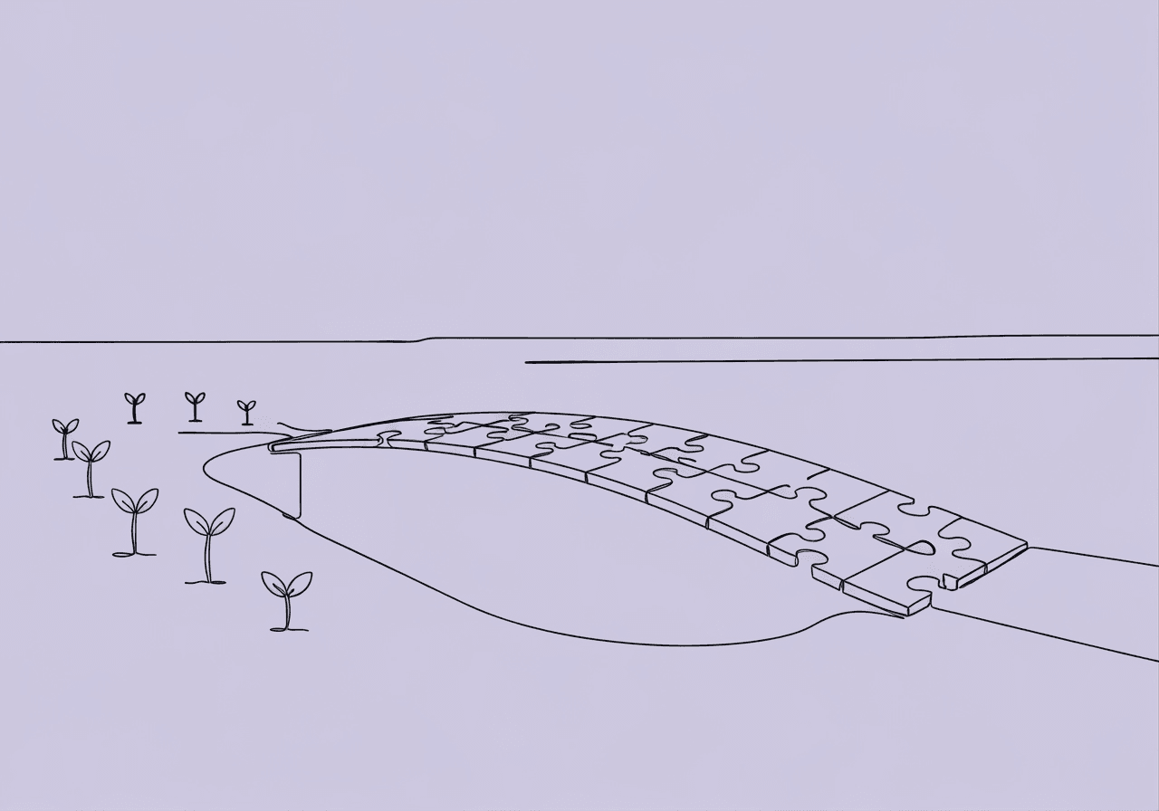 BCBA Exam: Internal Validity Threats Explained Minimalist line art of a puzzle-piece bridge representing BCBA threats to internal validity, showing gaps and secure pieces as a metaphor for experiment strength in ABA.