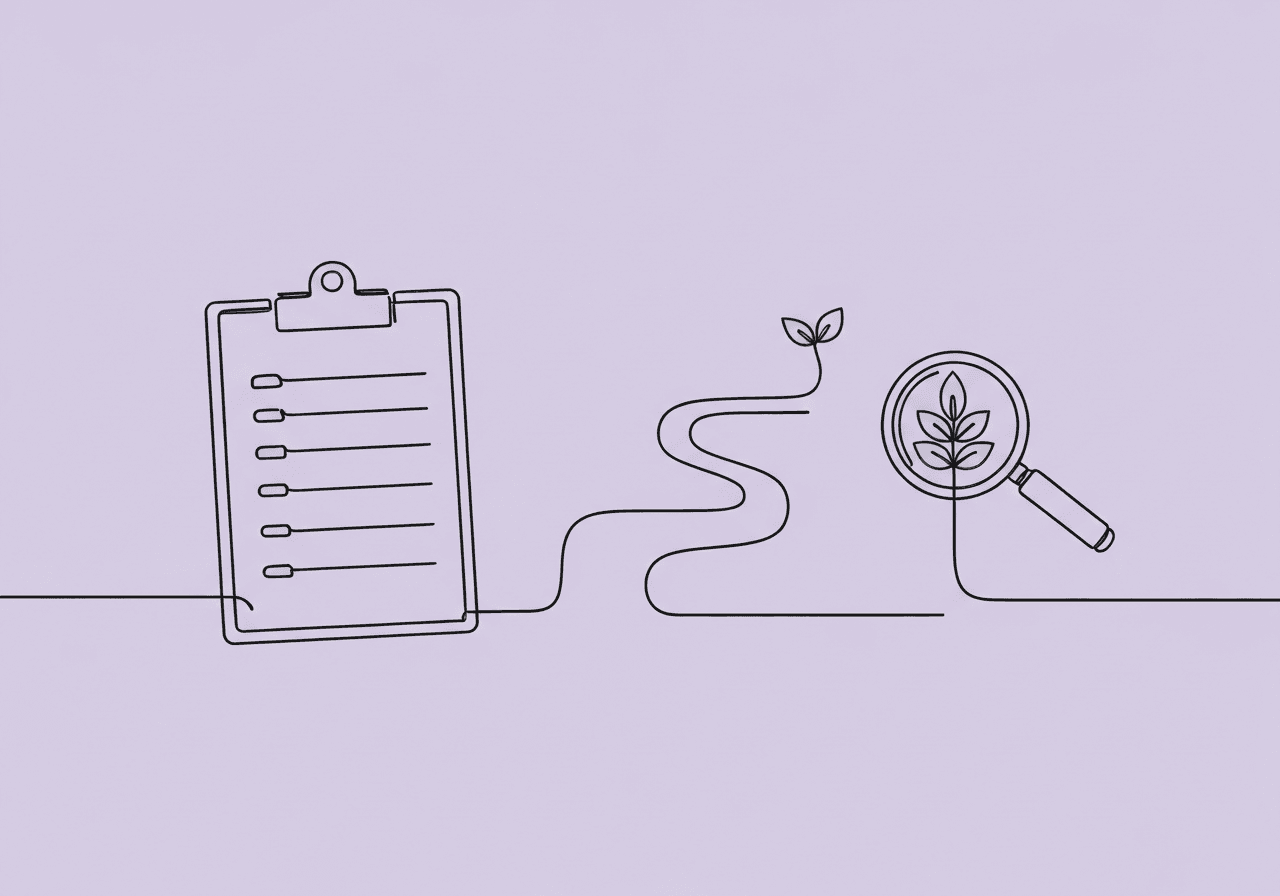 Changing ABA Measurement Documentation: BCBA Guide Minimal line art depicting an open clipboard transitioning into a winding path and a changing leaf, symbolizing change ABA measurement documentation and thoughtful adaptation in data collection for BCBA procedures.
