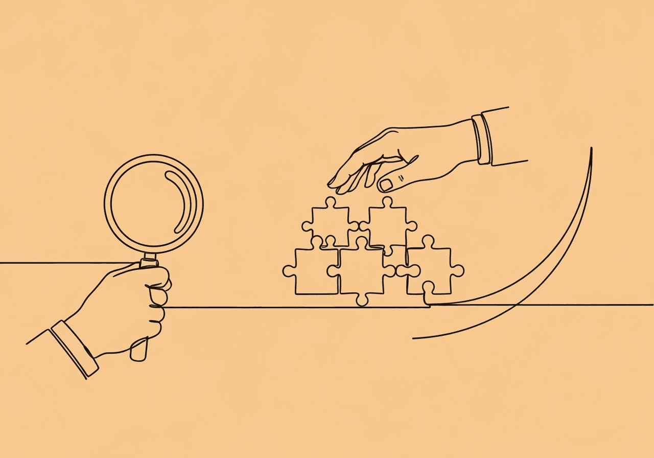 Essential CPT 97154 Documentation Guide for BCBAs Minimalist line art for a CPT 97154 documentation guide, showing hands guiding diverse puzzle pieces joining together, symbolizing compliance, individualized group therapy goals, and BCBA supervision in adaptive behavior treatment.