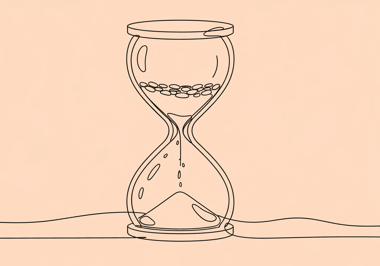 Discontinuous Measurement Bias: PIR & MTS Insights for BCBAs Minimalist line art showing an hourglass with some falling grains missing the lower bulb, illustrating discontinuous measurement bias in behavioral data collection. Captures selective recording and inherent bias in ABA interval measurement methods.