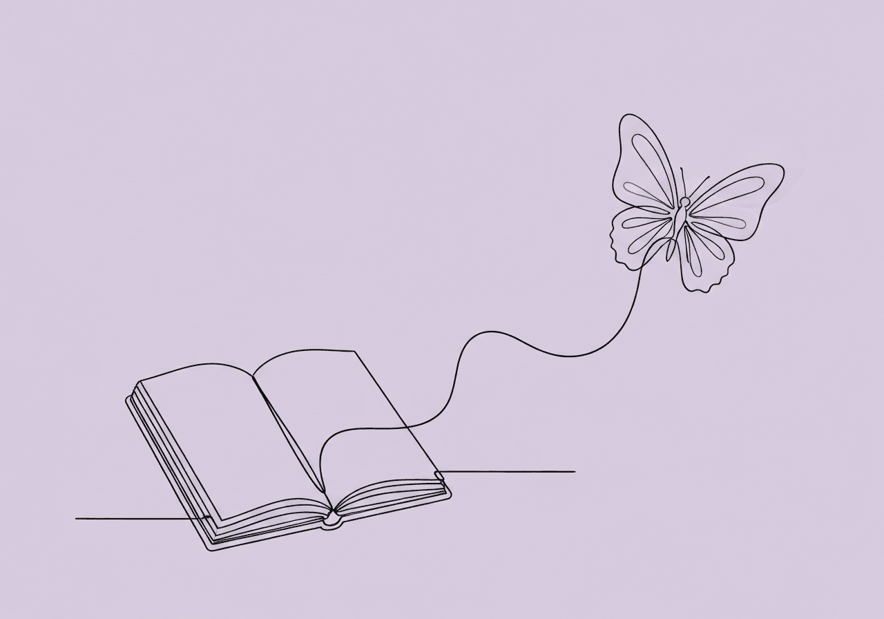 Documenting Shift in Behavior Function: BCBA Guide Minimalist line art shows a continuous line journal turning into a butterfly, metaphorically capturing documenting shift in behavior function and the transformation process in ABA protocols.