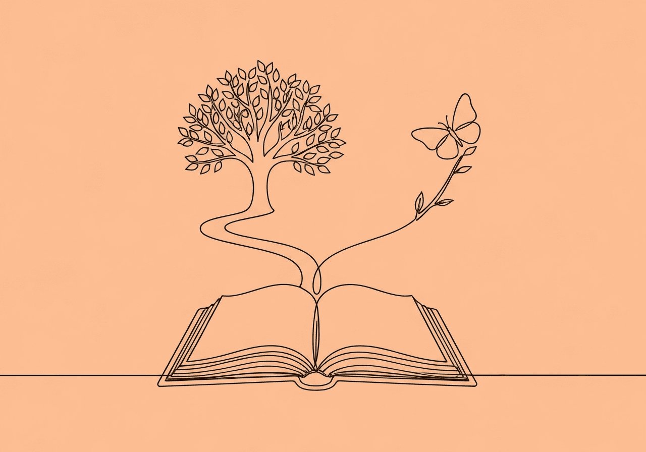ISP vs BIP Documentation in ABA: Key Differences Minimalist line art of an open book branching into a tree and a butterfly, illustrating the ISP vs BIP documentation ABA hierarchy by showing foundational planning diverging into broad and targeted interventions.