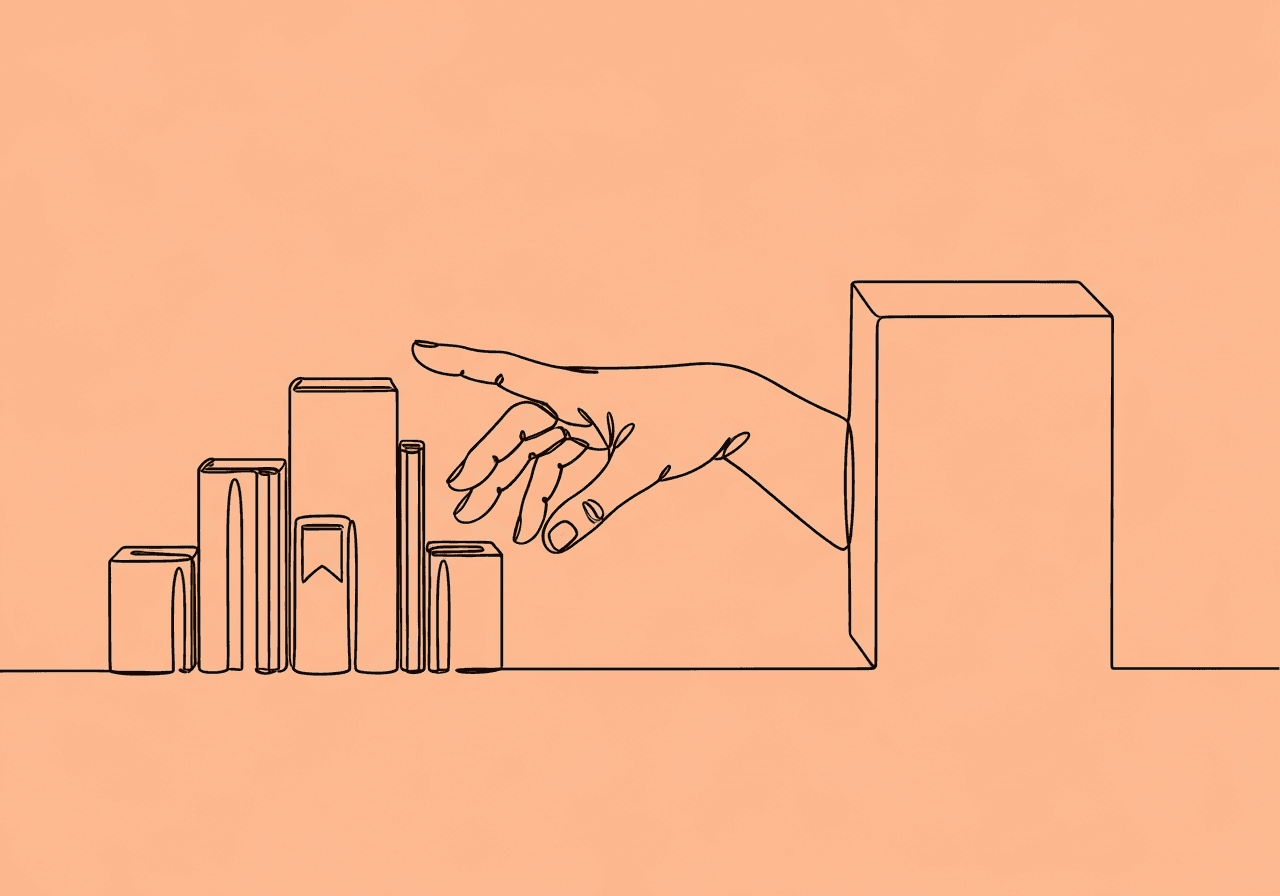 Level Change vs Trend Change Documentation for BCBAs Minimalist line art of a hand balancing both a staircase and a single raised block, visually illustrating Level Change vs Trend Change Documentation in behavioral protocol modification. The image metaphorically captures careful decision-making in clinical recordkeeping.