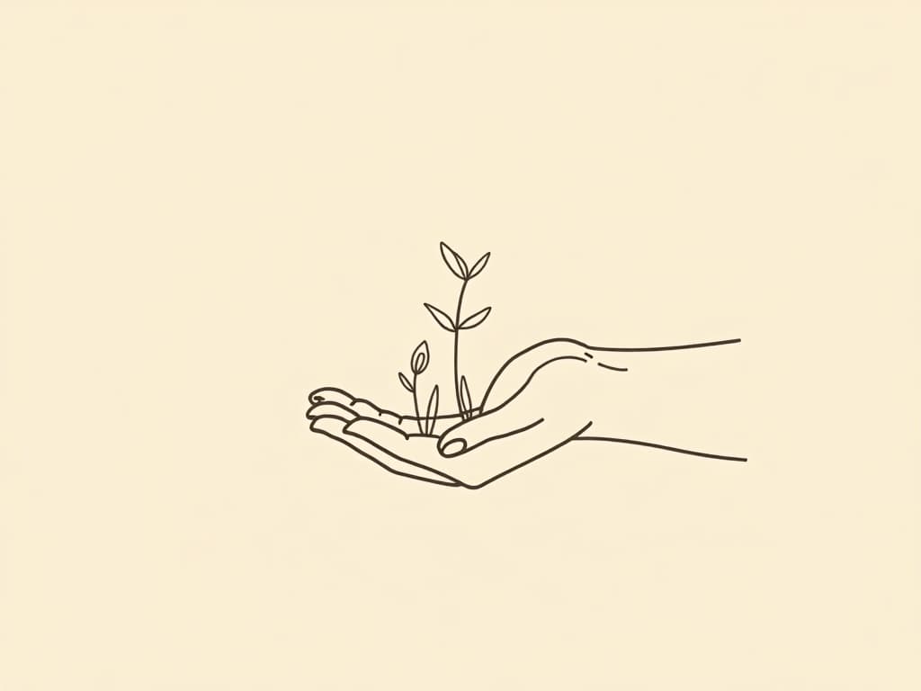 RBT B-2: Master Individualized Assessment Procedures for Exam Minimalist line art of an open hand holding three different seeds, symbolizing RBT Task List B-2 Assist with individualized assessment procedures in ABA, representing objective observation and tailored evaluations.
