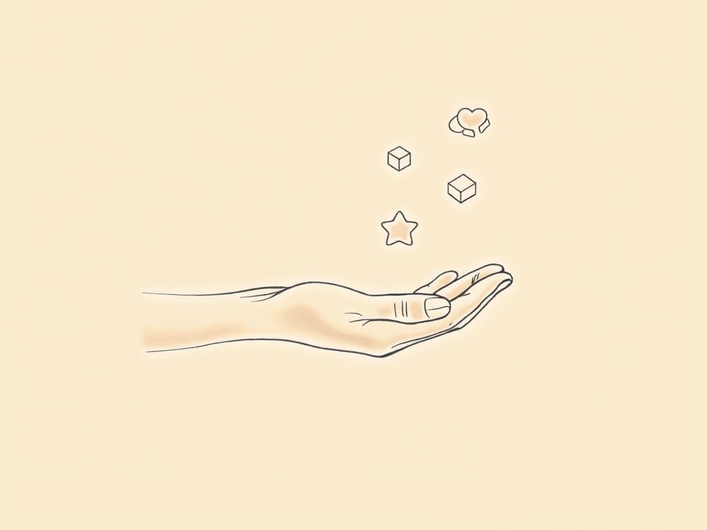 RBT B-1 Guide: Master Conducting Preference Assessments Minimalist line art of two hands—one offering a choice of distinct objects to another—visually representing RBT Task List B-1 conduct preference assessments in an ABA context, highlighting guided selection and assessment processes.