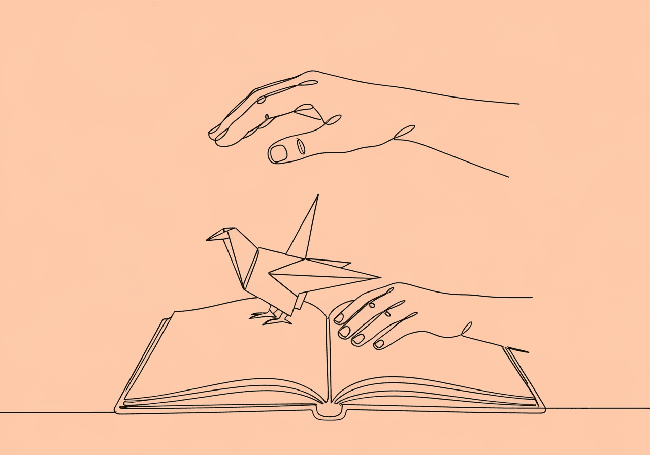 Master RBT Client Assent Documentation: Step-by-Step Guide Minimalist line art showing two hands and a paper bird over an open notebook, symbolizing sensitive, ongoing RBT client assent documentation in ABA sessions.