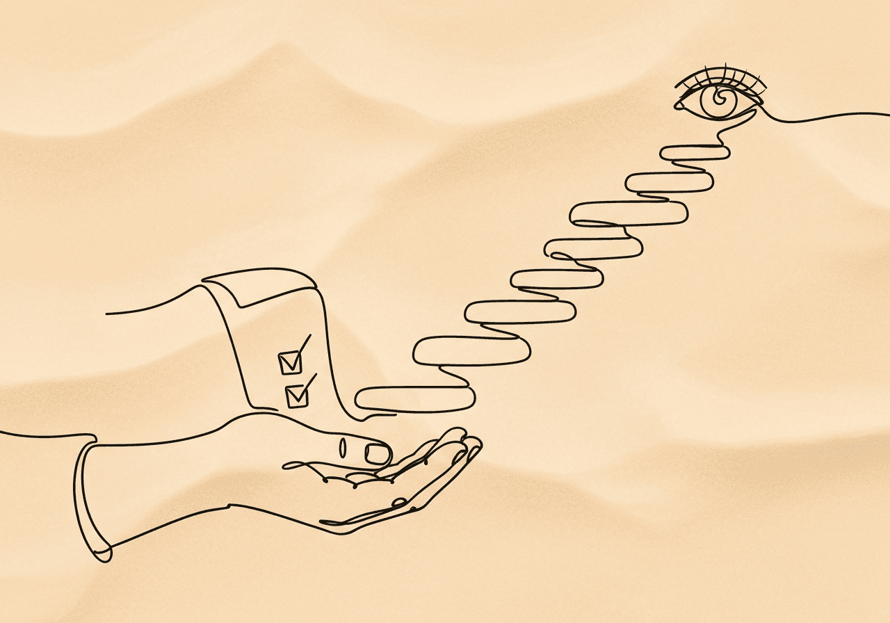 RBT Mandated Reporting Checklist: Step-by-Step Guide Minimalist line art illustration for an RBT mandated reporting checklist, showing a hand holding a paper checklist, ascending stepping stones, and a watchful eye—visualizing the careful, step-by-step reporting process for suspected abuse.