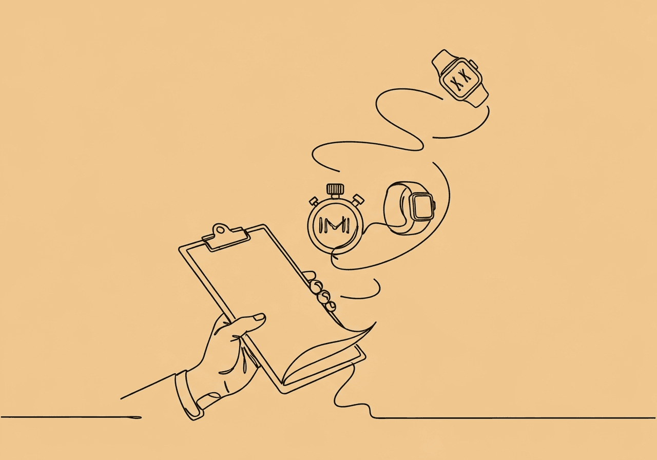 RBT Real-Time Data Collection: 10 High-Energy Tips Minimalist line art shows a hand with a clipboard and swirling data tools, illustrating real-time RBT data collection during high-energy ABA sessions in a clear, dynamic way.