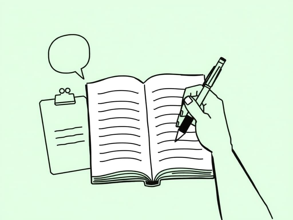 RBT Section E Exam Prep: Notes & Reporting Mastery Illustration of a notebook and pen representing effective session notes and reporting for RBT Section E exam preparation
